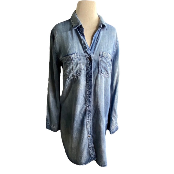 Anthropologie Bella Dahl Denim Hipster Dress / Vtg  Malibu Medium - Picture 3 of 14